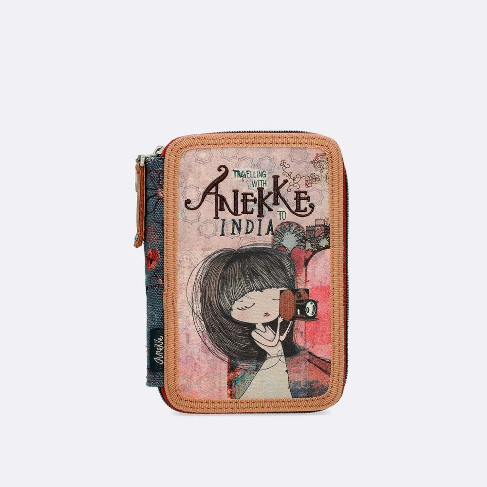 Cute triple compartment zipper pencil case